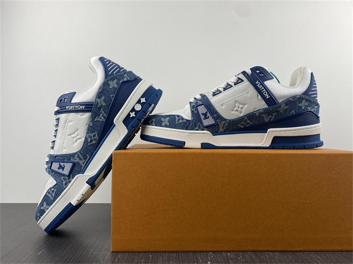 Luis Vitton LV Trainer Monogram Denim White Blue 1A9JGN