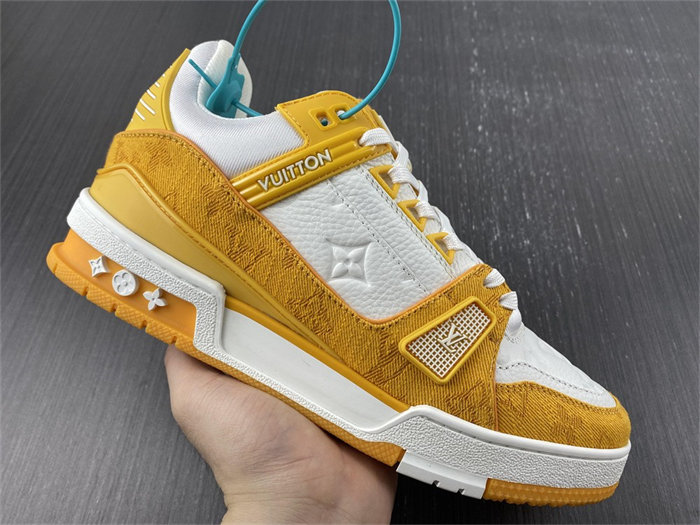 Luis Vitton Trainer Yellow Monogram Denim White 1A9JHB