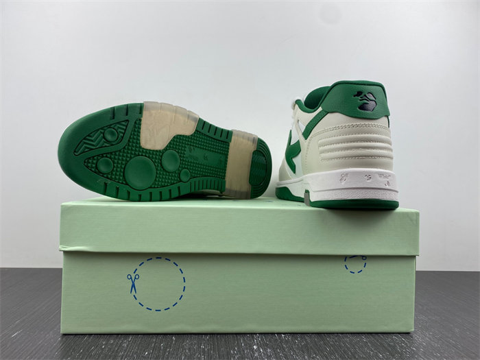 OFF-WHITE Out Of Office "OOO" Low Tops White Green 2021 OMIA189R21LEA0010155