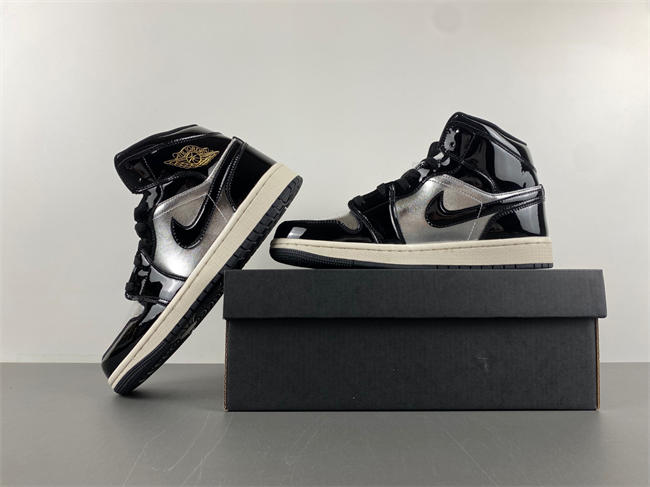 Air Jordan 1 Mid SE Black Metallic Silver Sail Metallic Gold FZ39380-001